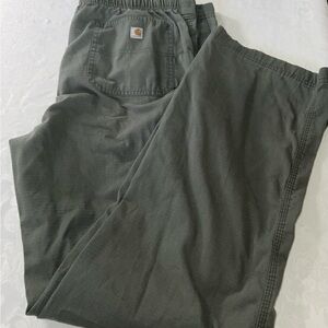 Carhartt Green Drawstring Button Pull On Hiking Cargo Pant Mens Size Medium Tall